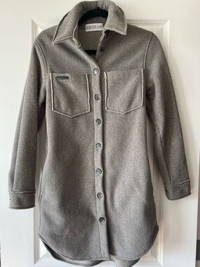 Rebecca King Gray Button-Up Fleece Shirt Jacket Shacket Coat Made in Canada